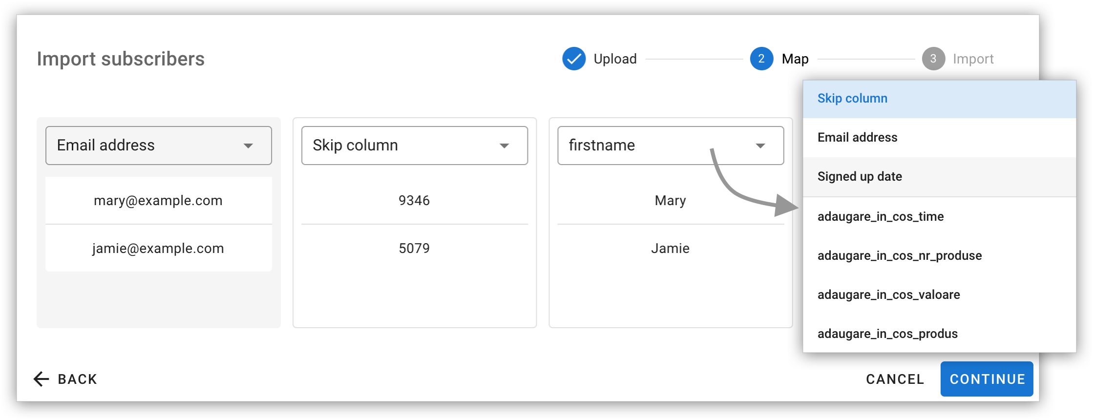 Import subscribers from CSV file